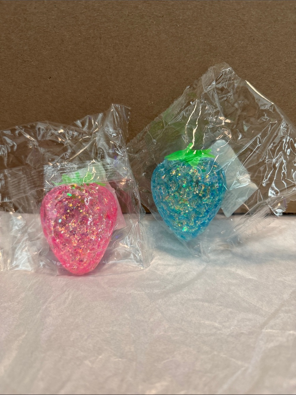 Glitter Strawberry Squishies - Pink and Blue